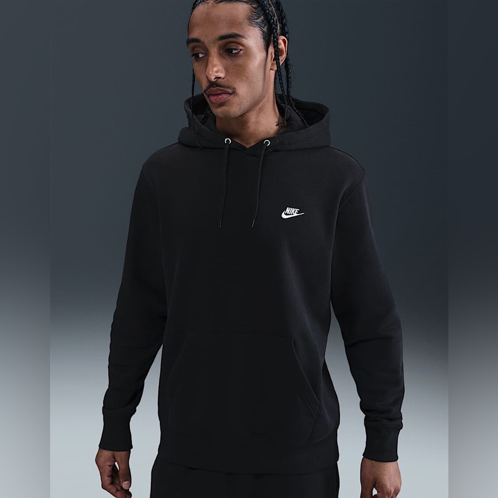 Nike Club Men's Pullover Fleece Hoodie Black‎ Size XLarge New With Tags